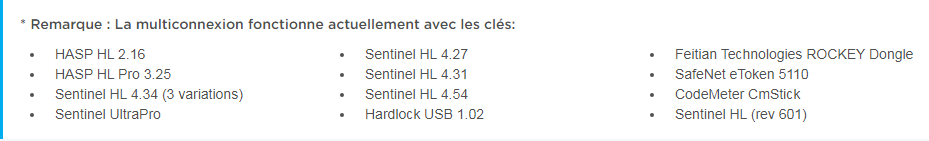 La multiconnexion fonctionne actuellement avec les clés La multiconnexion fonctionne actuellement avec les clés