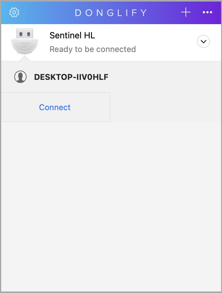  Connect to the virtual USB dongle