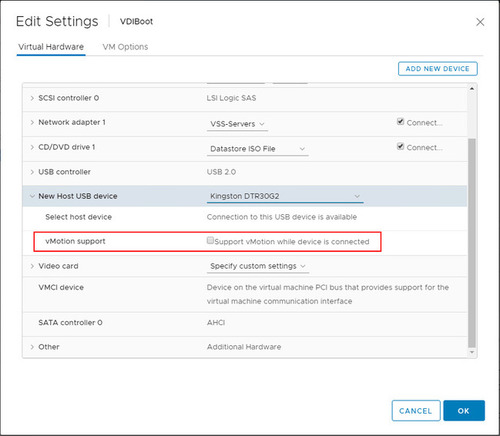 compatibilidad con vmotion